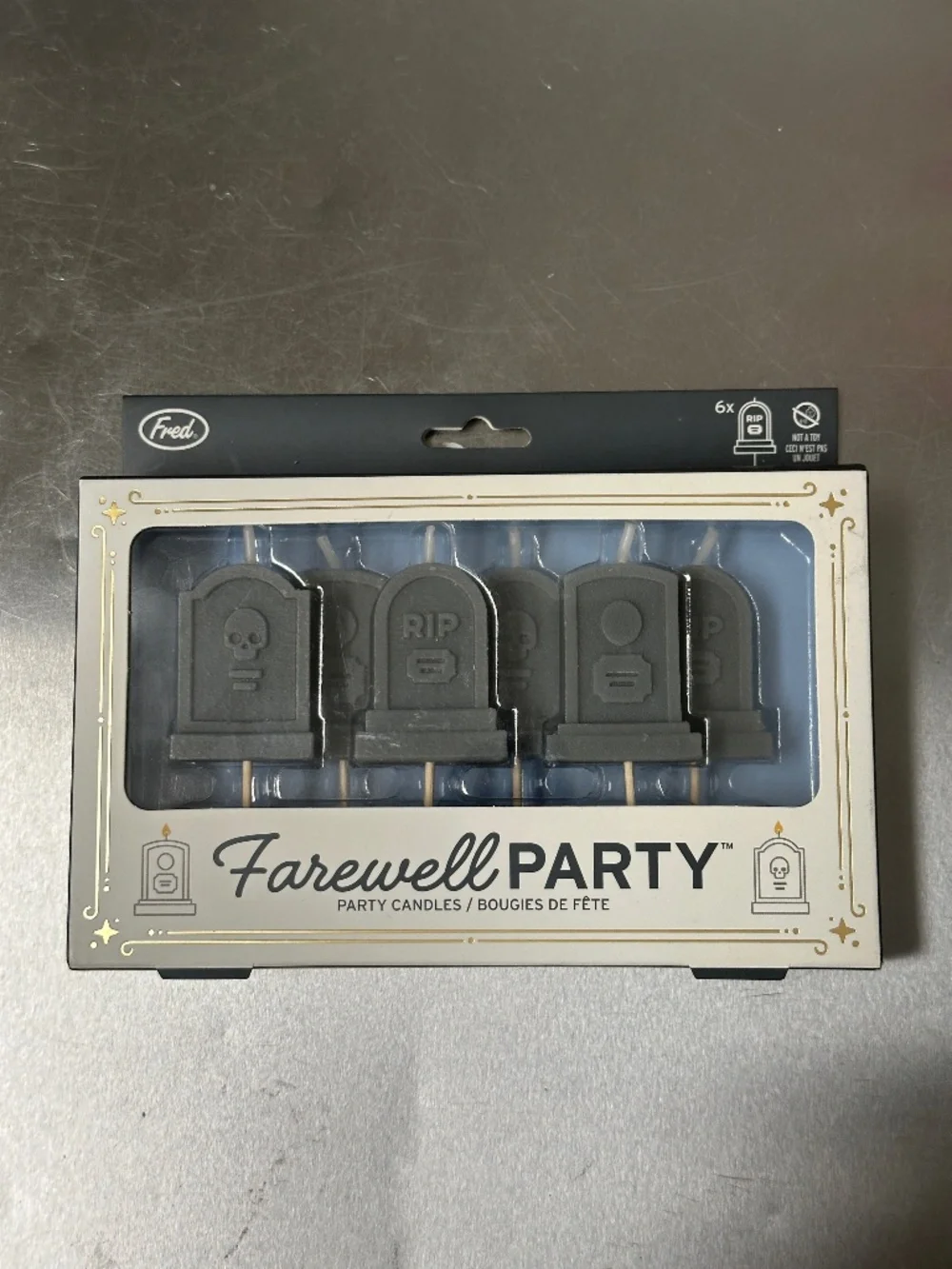 Fred Farewell Party RIP Tombstone Birthday Candles – Set of 6 – New